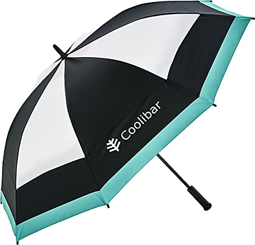 Coolibar UPF 50+ 62 Inch Tournament Golf Umbrella - Sun Protective (One Size- Black White Colorblock)