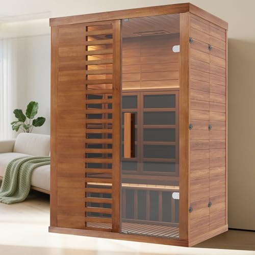 PABIMIA 2-Person Infrared Sauna with Ambient Light Strips, Smart App Control, WiFi & Bluetooth, Low EMF 1500W/120V LCD Heater, Home Indoor Sauna with Flame-Retardant Materials