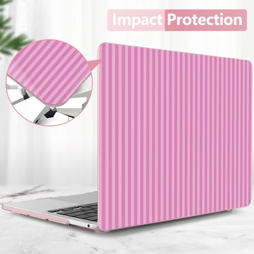 DONGKE Case for MacBook Pro 13 Inch (2026-2020 Models A2338 M2 M1/A2251/A2289), Pink Stripes Hard Shell Case with Keyboard Protector, Compatible with Retina Display and Touch Bar by DONGKE - Used condition - Image 7