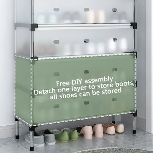 Adjustable Metal Shoe Organizer – Compact Small Shoe Rack for Entryway, Hallway, Bedroom & Foyer Storage – Space-Saving Narrow Cabinet Solution