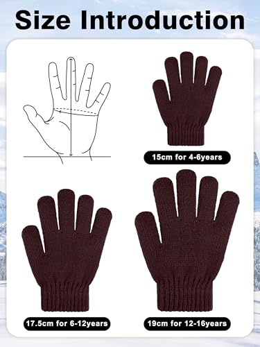 Image of Cooraby 3 Pairs Kid's Winter Gloves Thick Warm Knitted Gloves Children Cold Weather Gloves