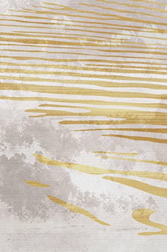 Finoren Minimalist Area Rug,Art Line Soft Non-Slip Rug For Bedroom Living Room Hallway Dining Room Home Entrance,Washable Low Pile Floor Decor,Child Pet Friendly,Gray-Gold,4'X6' #TOP1