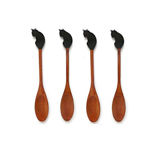 AYOMI - Cuchara de madera para mezclar café, helado (4 unidades)