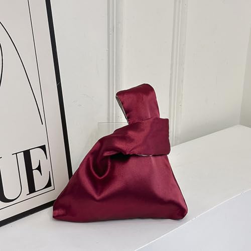 Image of Small Satin Wrist Clutch Purse Bag Mini Knot Evening Handbag for Women