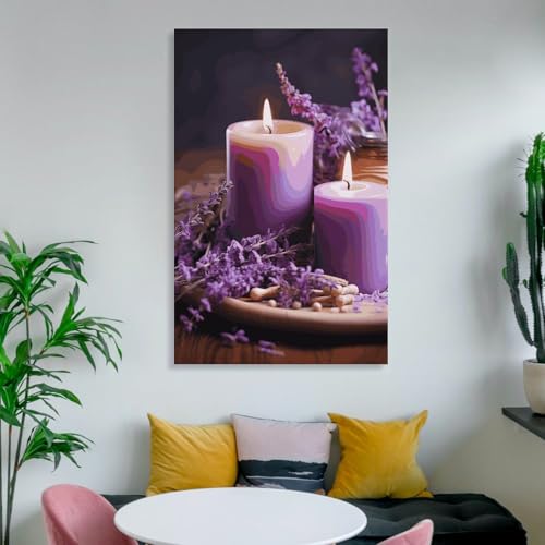 Lavande violette avec bougies cadre moderne décoration bureau