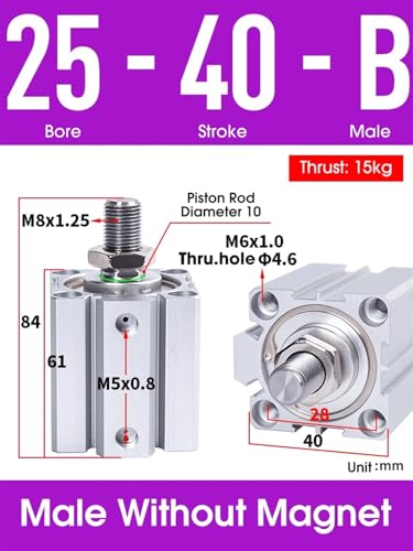 Cilindro neumático de 25 mm SDA25-B para sistemas de automatización 3