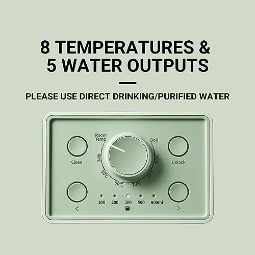 Image of BUYDEEM S9013 Instant Hot Water Dispenser, Countertop Water Boiler & Warmer for Tea, Coffee and Baby Formula, Adjustable 8 Temperatures & 5 Water Outputs, 3L Water Tank(102oz), Green