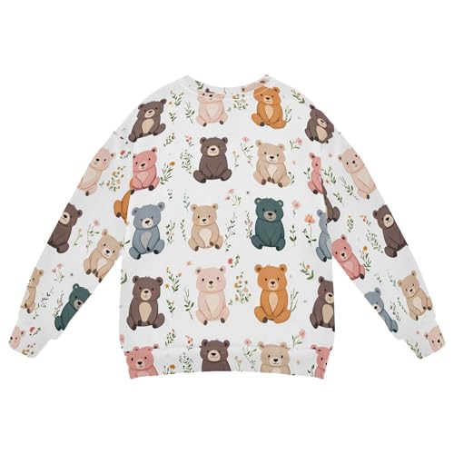 JUNZAN Cartoon Sweet Bear White Big Girls Sweatshirt Hoodie Crewneck Kids Pullover Hoodie Party 4T2