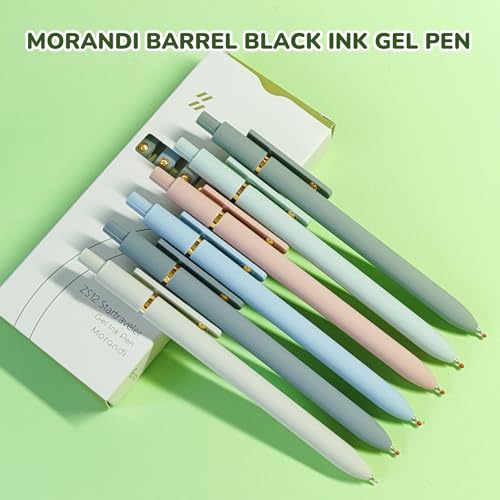 Image of UIXJODO Gel Pens, 6 Pcs Black Ink Pens for Women, 0.5mm Fine Point Smooth Writing Pens, High-End Series Retractable Pens for Journaling Note Taking (6 Pcs Gold Morandi)