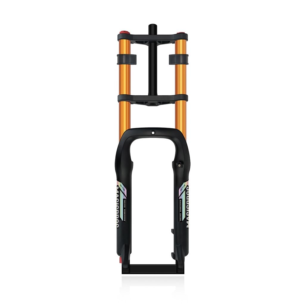 WIQUYBML 20/26 Inch Fat Bike Air Suspension Fork 4.0 Tire Mountain ForkTravel 190mm 1-1/8" Straight Snow/beach/electric Front 9 * 135mm QR Damping Adjust(Gold A,26in)