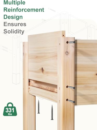 Image of MIXC 331 lb Capacity Wooden Raised Garden Bed with Legs, 48x24x31 in. Elevated Reinforced Large Planter Box for Vegetable Flower Herb Outdoors - Beam and Column Structure - Unmatched Strength Outlast