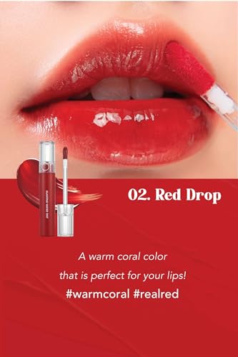 Rom&nd Glasting Water Tint Glossy Lipsticks 4 Shades (02 Red Drop) - Image 2