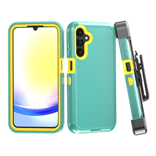 TASHHAR Phone Case for Samsung Galaxy A25 5G case,Heavy Duty Hard Shockproof Armor Protector Case Cover with Belt Clip Holster for Samsung A25 5G Phone Case (Green+Yellow) - image 8