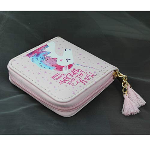timlee Cute Rainbow Unicorn Design Short Wallets Women Pink Unicorn Wallet For Girls Kids Girls Christmas Gift(Unicorn Pink D)4