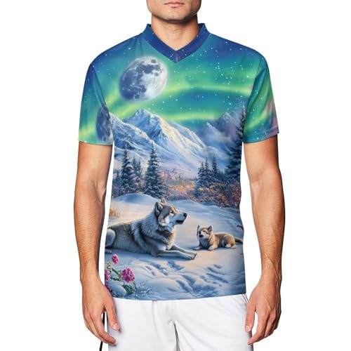 Camiseta de lobo para hombre Snowy Landscape que evita el sudor frío