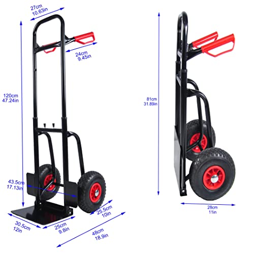 Carretilla plegable resistente 150 kg con ruedas de goma miniatura 6