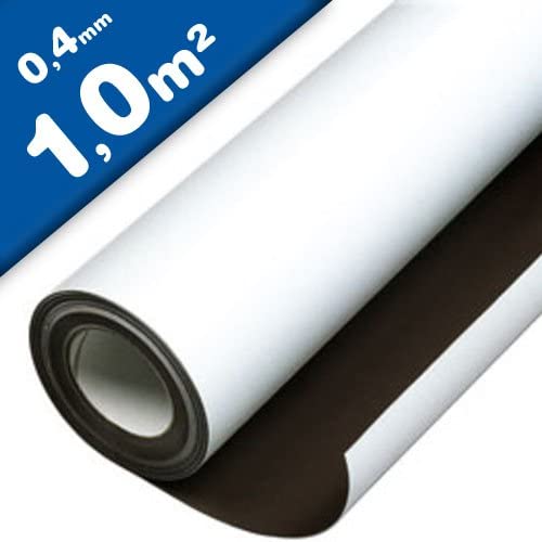 Foglio magnetico permanente bianco opaco flessibile 0,4mm x 1m x 1m - venduto al metro - stampabile con stampa digitale, applicabile a tutti superfici metalliche