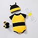 Lizxun Newborn Baby Bee Costume, Short Sleeve Honeybee Romper + Hat + Wings + Socks Set Halloween Bee Cosplay Costume (Yellow, 9-12 Months)