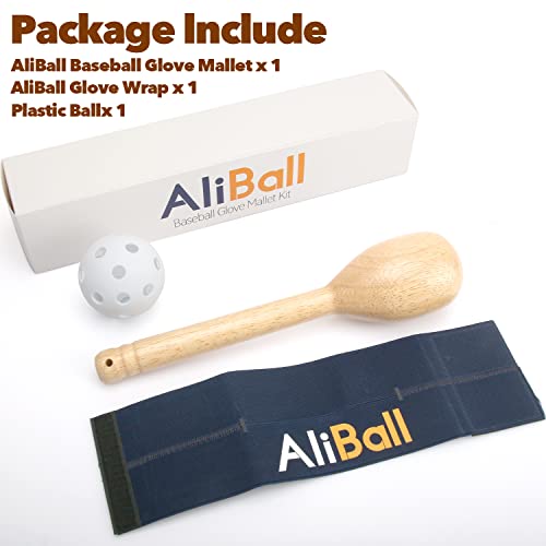 Aliball Baseball Glove Breakin Kit, Real One-Piece Solid Construction Heavy Baseball Glove Mallet, 3 Piece Set For Glove Mallet Kit, Baseball Glove Wrap，Plastic Ball Used To Shape The Glove (B) #TOP6