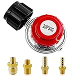 MCAMPAS Adjustable Propane Regulator Valve 0 to 20 PSI LP Hose Conversion Kit.QCC1/Type1 Regulator Inlet with Outlet 1/8' NPT Male to 1/4' & 3/8' Male Flare Fitting,1/4' & 5/16' Hose Barb Connector