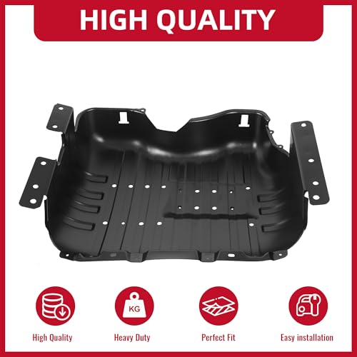 ECOTRIC Fuel Tank Skid Plate Cover w/Straps Compatible with 1999-2004 Jeep Grand Cherokee Replacement for 52100376AB 52100376AD 52100376AE 52100376AF 52100376AG Steel Fuel Tank Brush Guard