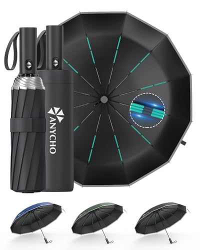 Image of ANYCHO Umbrella for Men, Wind & Rain Resistant Umbrellas 3 Fold for Women, Automatic Umbrellas with UV Protection, Folding Umbrella for Travel with 36 Sturdy Ribs