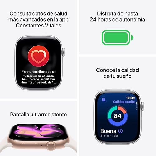 Miniatura 2 de Apple Watch Series 11 GPS con Caja de Aluminio en Plata de 42 mm y Correa Deportiva Color Niebla-Talla M/L.Calidad del Sueño,monitores de entreno y Salud,Pantalla Siempre Activa, Resistencia al Agua