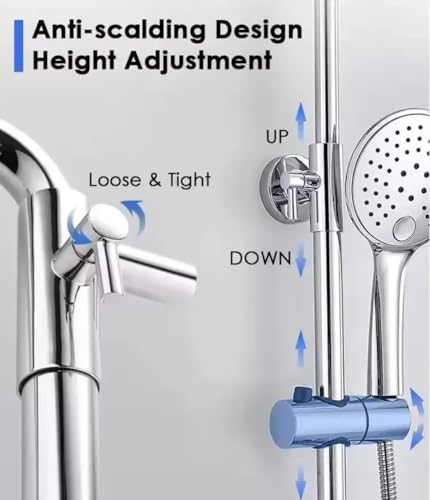 Image of X-xonier SS Shower Set 3-in-1 Height Adjustable Set with Overhead and 3 Modes hand shower, brass Moveable Tub spout Silver 1 year warranty