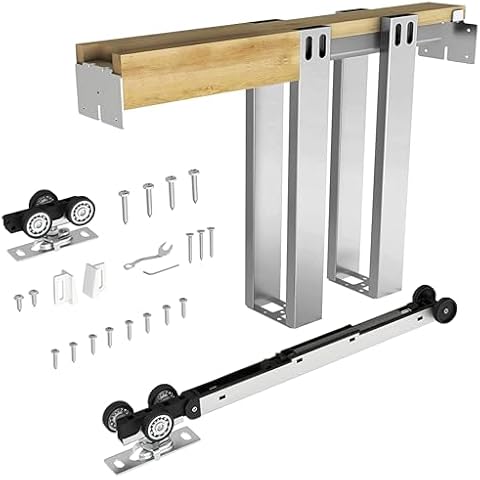 JUBEST 32"x80" Pocket Door Frame Kit with 120LBS Two-Way Soft-Close Mechanism, Easy to Install Pocket Door Kit, Pocket Door Frame for 24" to 32" Wide Door, Durable Pocket Door Hardware Cover