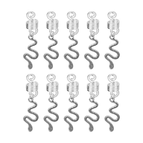 Bobina de barba requintada em forma de cobra dreadlocks espiral bobina 10 peças de liga moderna port