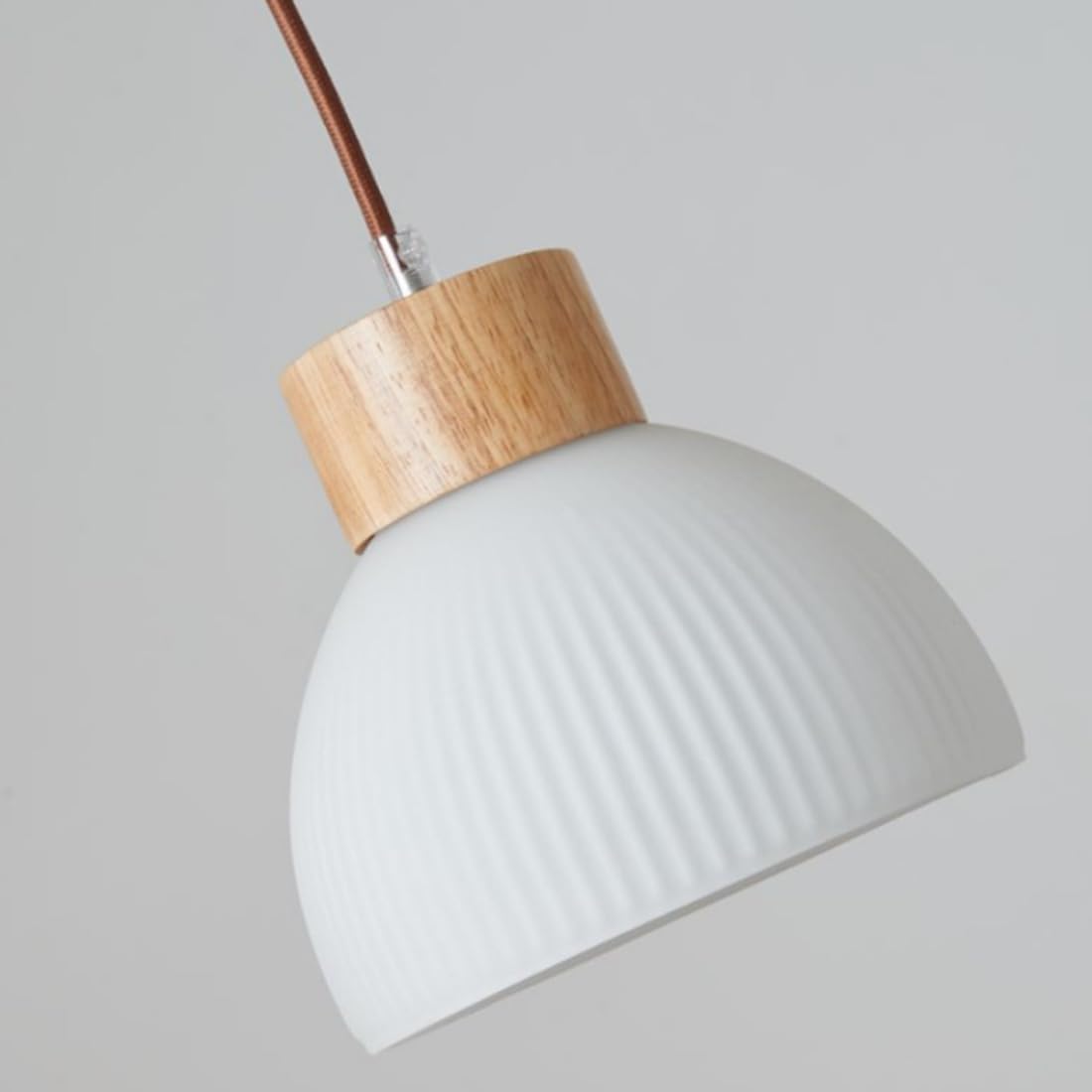 LED Pendelleuchte Holz Vintage Esszimmerlampe Modern Weißes Glas Schirm D55