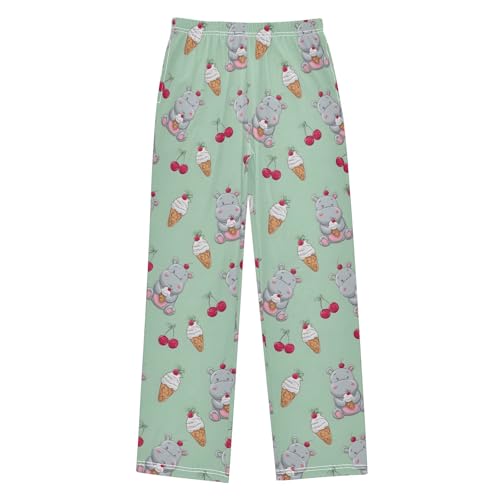 Pajama Pants Lounge Sleep PJ Bottoms Sleepwear Elastic Waist Drawstring S Ice Cream Cherry