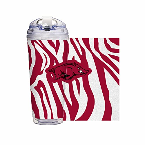 Image of Rico Industries NCAA Glitter 24oz Acrylic Glitter Tumbler with Hinged Lid, Officially Licensed Double Wall Tumbler with Straw