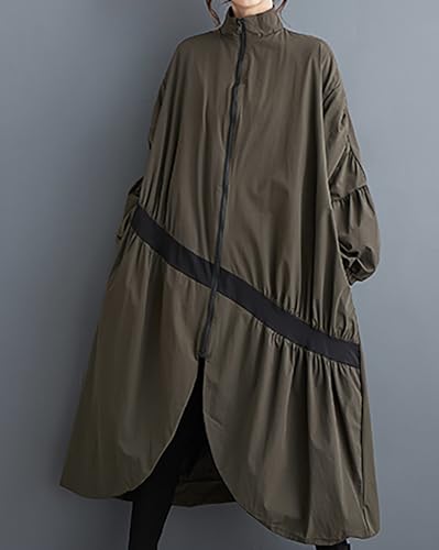 Manteau Femme à Fermeture Éclair et Ourlet Fendu Vêtement d'extérieur ellazhu