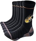 PULIOU Merino Socken Herren Damen Thermosocken Wandersocken Outdoor & Trekking-Socken, Anti-Blasen, Gepolstert Arbeitssocken Wintersocken,Schwarz 39-42 (3 Paar)