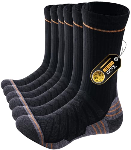 PULIOU Chaussettes en Laine Mérinos Homme Femme, Chaussettes Thermiques Hiver Pour Ski, Randonnée et Cadeau, 3 Paires