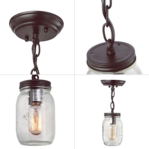 Lnc Flush Mount Light Fixture,Farmhouse Mason Jar Pendant A03220, Single Ceiling #TOP6