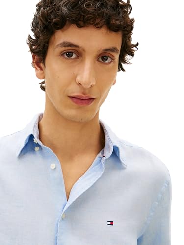 Image of Tommy Hilfiger Men's Long Sleeve Casual Linen Button Down Shirts in Regular Fit