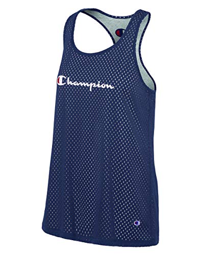 Champion Women's Reversible Mesh Jersey Tank, Imperial Indigo/Oxford Grey Heather, S