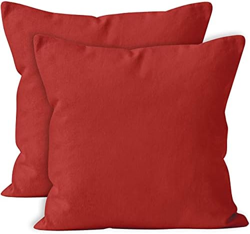 Encasa Cotton Throw Pillow Covers Set of 2 I 16x16 in (40x40 cm) - Grey I No Insert I Plain Square Pillowcases I Machine Washable | Indoor Use Only