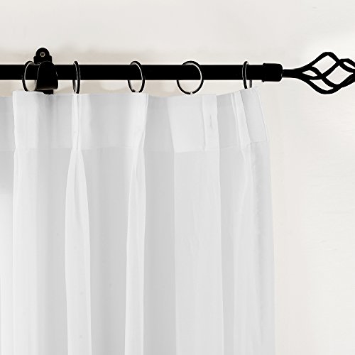 Chadmade Indoor Outdoor Solid Sheer Curtain Pinch Pleated White 52" W X 84" L Wide Opulent Voile Drapes (1 Panel) #TOP1