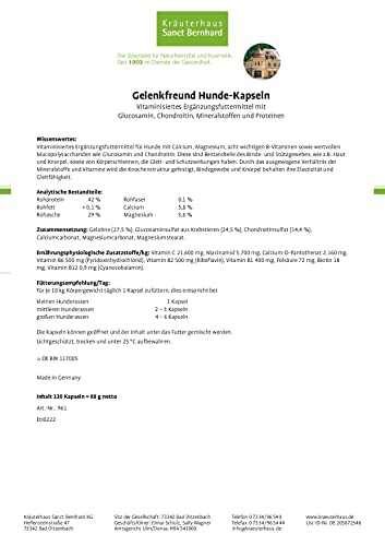 tierlieb Gelenkfreund Hunde-Kapseln mit Calcium, Magnesium, Glucosamin & Chondroitin 130 Kapseln