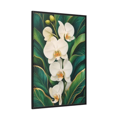Toile orchidée blanche cadre doré 80x120 tableau salon chic