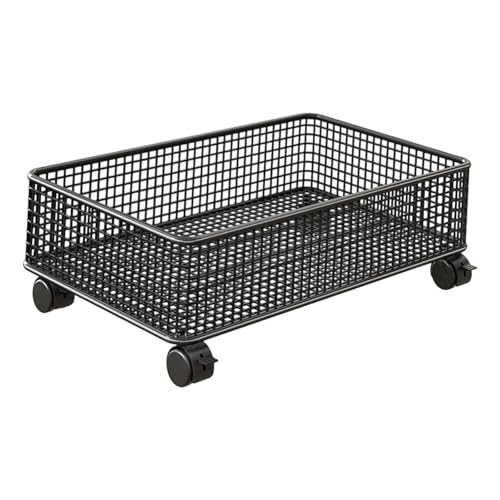 Dickly Organizador para Debajo del Fregadero con Ruedas Suaves, Bandeja de Almacenamiento de 1 Capa, móvil, 47 x 28 x 15 cm, Multifuncional para lavandería y, Negro
