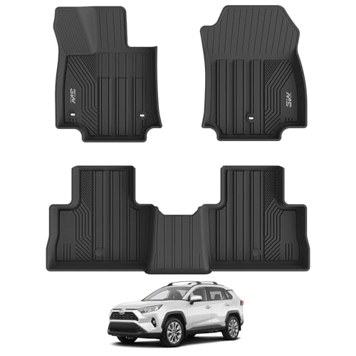 3W Floor Mats Fit Toyota RAV4 2019-2024 2025 (Not for Hybrid or Prime), TPE All Weather Custom Fit Floor Liner for Toyota RAV 4 LE/XLE/Limited/TRD/Adventure Car Mats, Black