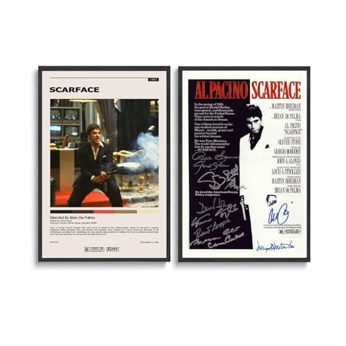 2 PCS Affiches de films classiques Scarface pour décoration murale en toile, idéales pour la chambre à coucher, 30 x 45 cm