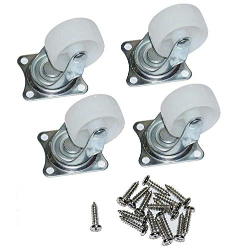 Cofufu 4 Pcs 1.5" Plastic Wheel Rectangle Top Plate Swivel Caster Set