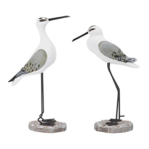 HEALLILY 2 estatuas de madera de gaviota estilo mediterráneo costero náutico pájaro estatua ornamentos náutica talla madera estatua decoración de la mesa del hogar (marrón claro)
