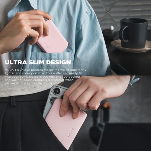 Image of VULKIT Slim Minimalist Card Holder RFID Blocking Leather Credit Card Holder Front Pocket Wallet Magnetic Closure