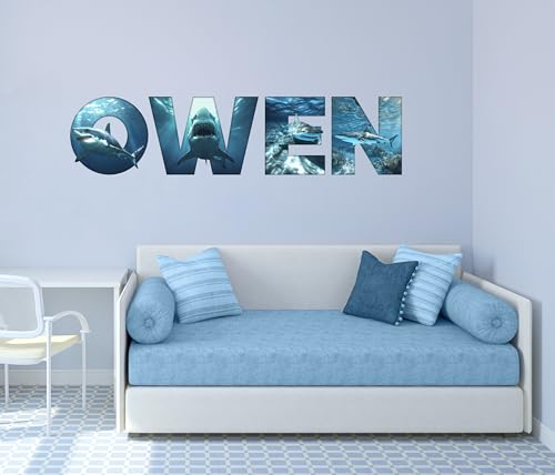 Vinilo decorativo tiburón personalizado para habitación de niños miniatura 6